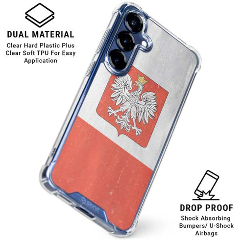 Poland Flag Distressed Galaxy S25 Clear Case